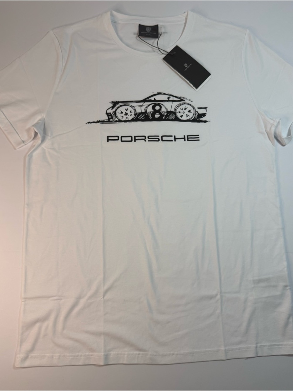 NWT Porsche Sport Logo Vintage T-Shirt Mens White Size Medium